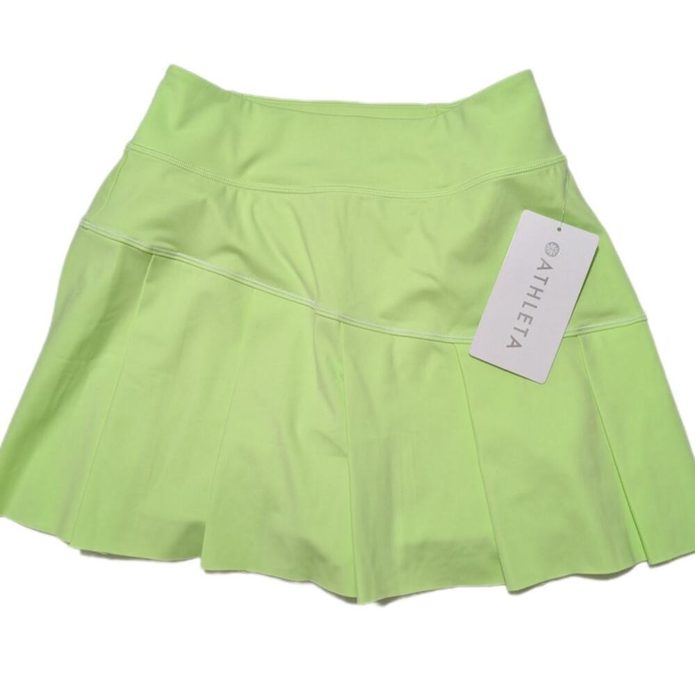 Athleta XXS Serve Pleated Skort skirt shorts neon lime green tennis golf running